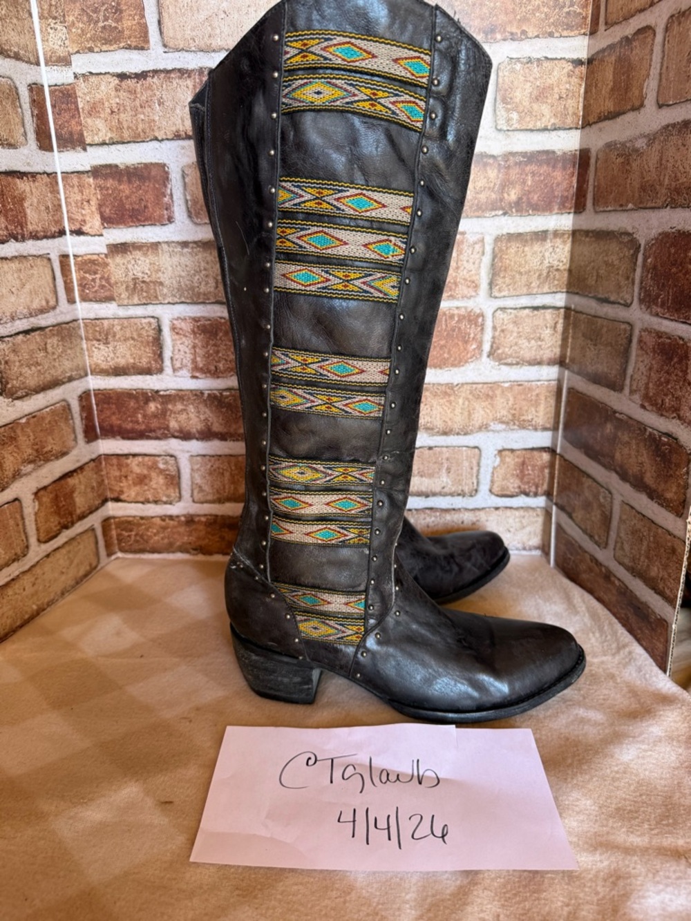 Old Gringo Black and Multicolor Heeled Boots size 9.5
